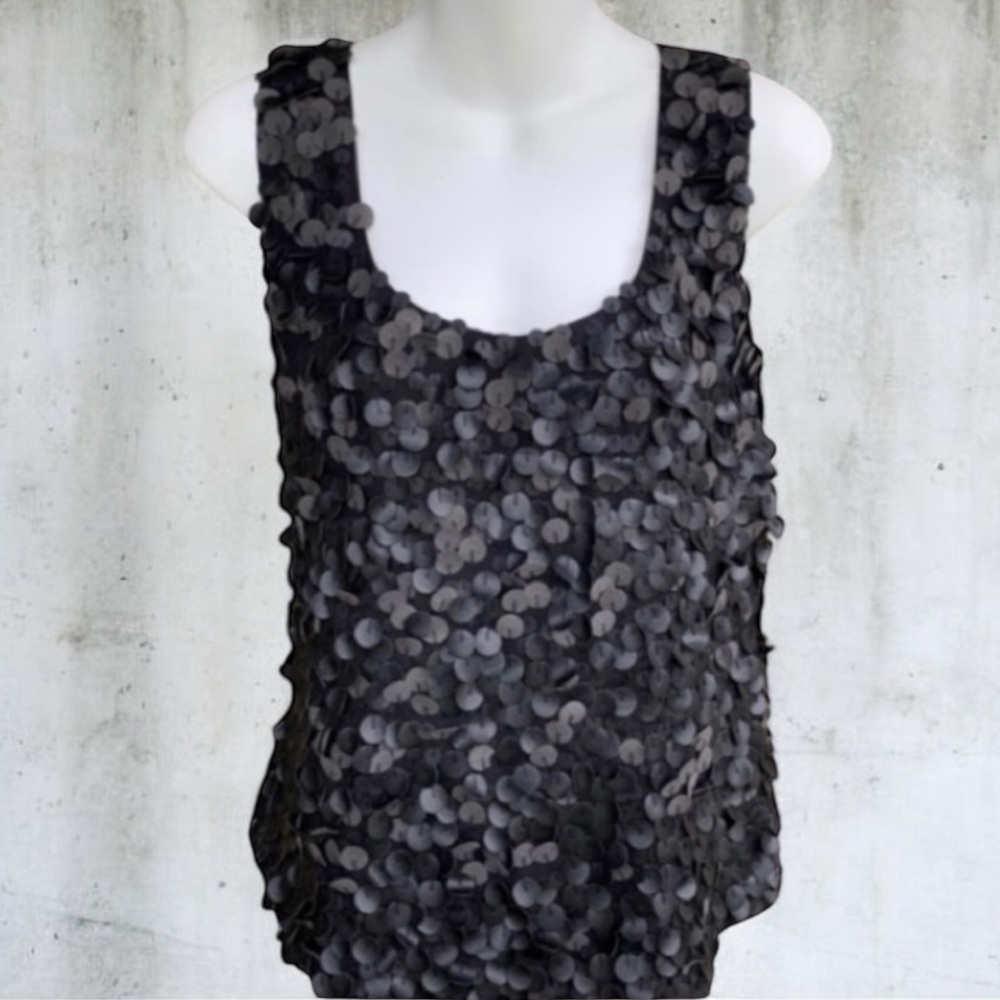❄️ 50% off winter Ellen Tracy silk blend holiday black top 8
